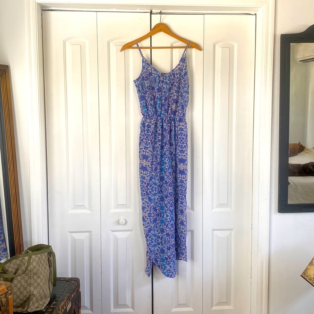RORY BECA 100% Silk Cami Maxi Dress Stunning Blue M
